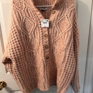 American Eagle Outfitters Pink Cable Knit Cardigan